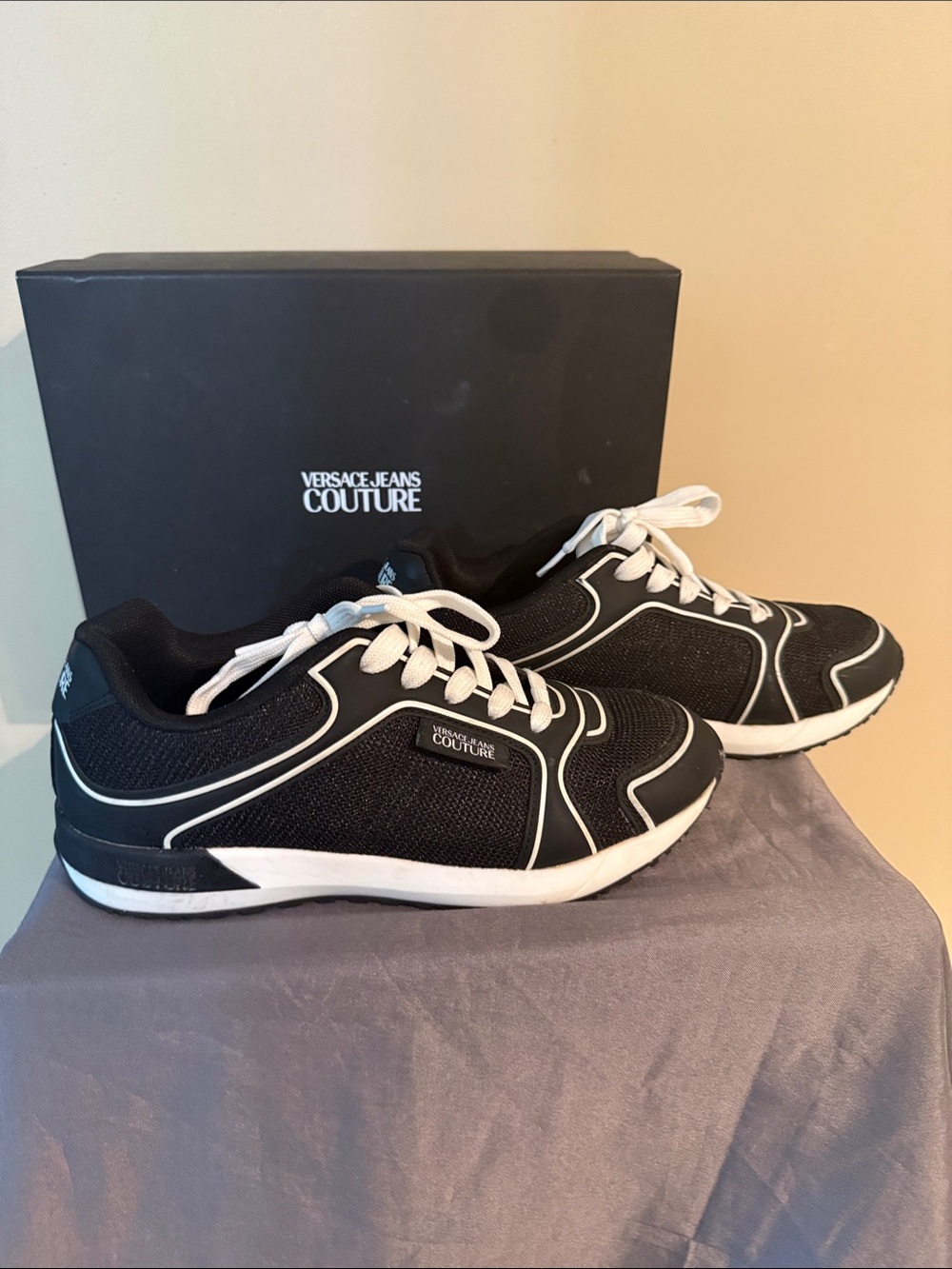Versace Black and White Women’s Athletic Sneakers